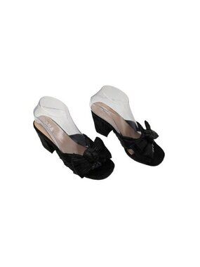 NWOB MIA Mechelle Heel Sandals Slip On w/ Knotted Bow Black Size 6.5